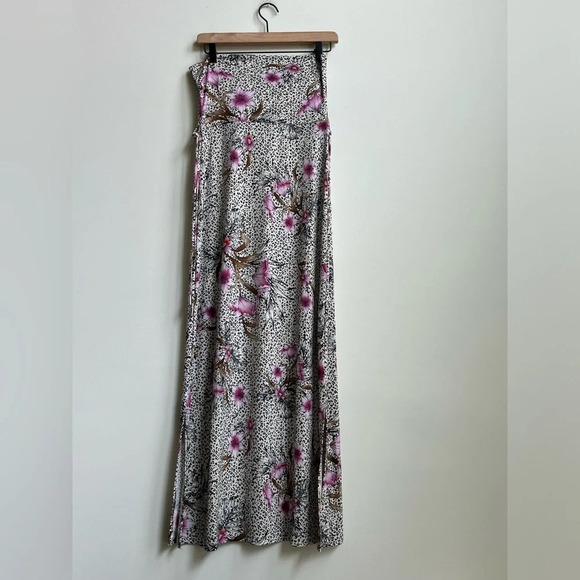 WHBM Strapless Convertible Matte Jersey Dress Maxi Skirt Sunset Floral Animal - Picture 3 of 16